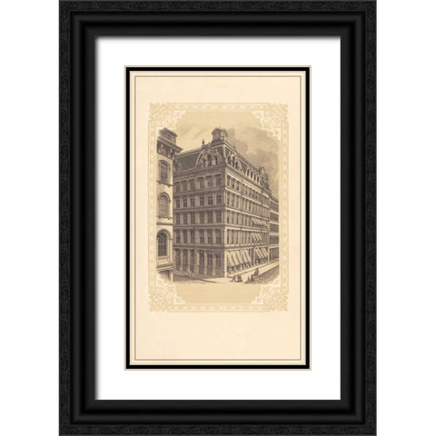 Broadway and Cedar Black Ornate Wood Framed Art Print with Double Matting by Old New York