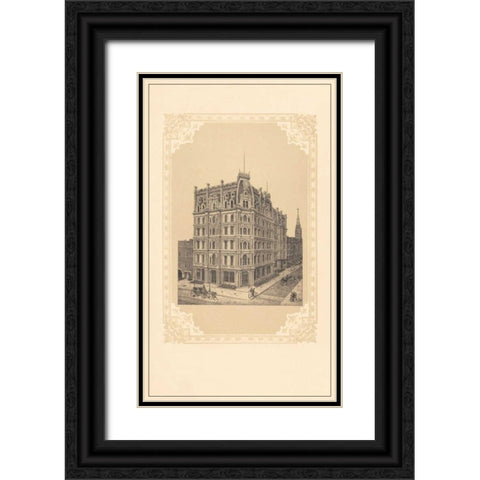 Bond and Broadway Black Ornate Wood Framed Art Print with Double Matting by Old New York