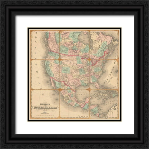 American Republic1842 Black Ornate Wood Framed Art Print with Double Matting by Johnson, Andrew