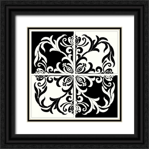 Damask Silhouette I Black Ornate Wood Framed Art Print with Double Matting by Shelby, Judy