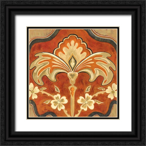 Kashmir Motif A Black Ornate Wood Framed Art Print with Double Matting by Shelby, Judy