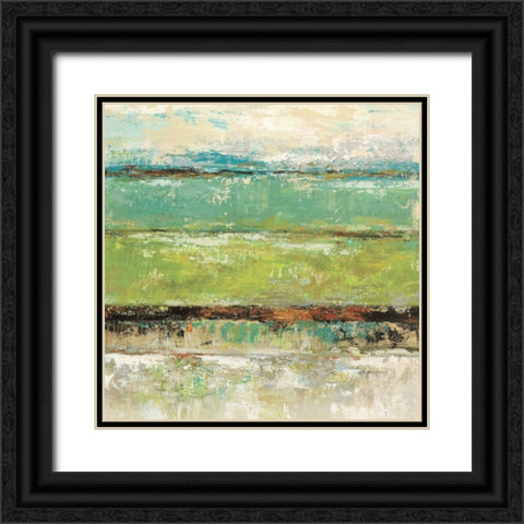 Living Green I Black Ornate Wood Framed Art Print with Double Matting by King, Michael