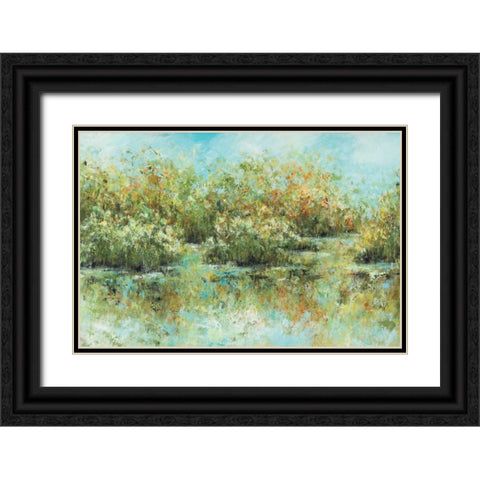 Hamden Pond Black Ornate Wood Framed Art Print with Double Matting by King, Michael