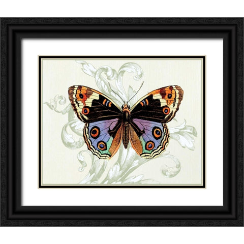 Butterfly Theme I Black Ornate Wood Framed Art Print with Double Matting by Davies, Susan