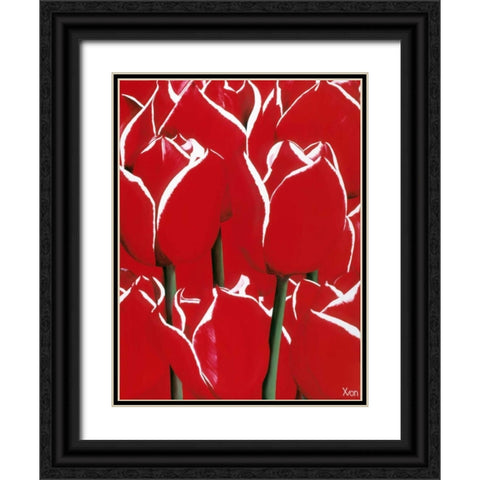 Red and White I Black Ornate Wood Framed Art Print with Double Matting by Poelstra-Holzhaus, Yvonne