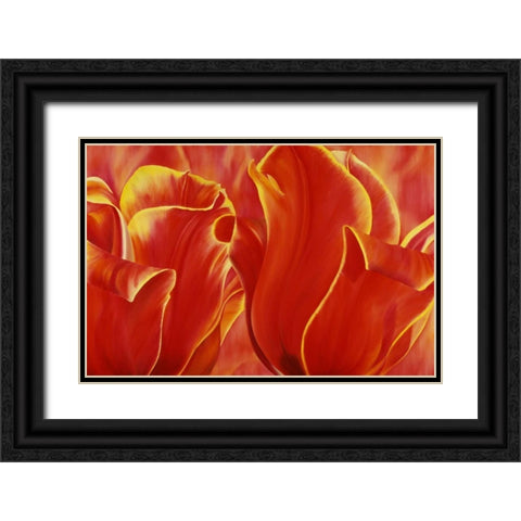 Party Tulip II Black Ornate Wood Framed Art Print with Double Matting by Poelstra-Holzhaus, Yvonne