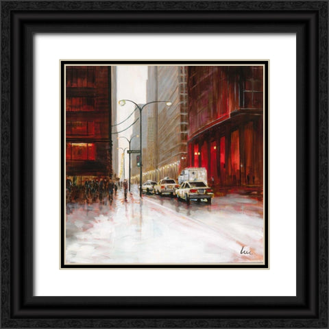 Red Fusion I Black Ornate Wood Framed Art Print with Double Matting by Luc