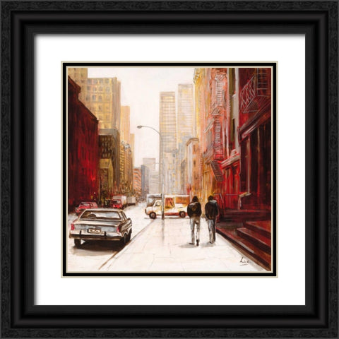 Red Fusion III Black Ornate Wood Framed Art Print with Double Matting by Luc