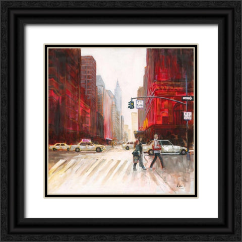 Red Fusion IV Black Ornate Wood Framed Art Print with Double Matting by Luc