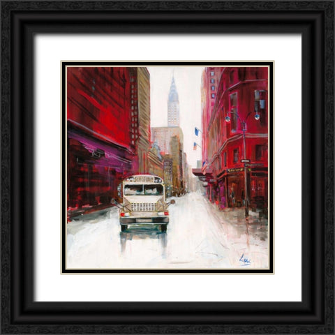 Red Fusion VI Black Ornate Wood Framed Art Print with Double Matting by Luc