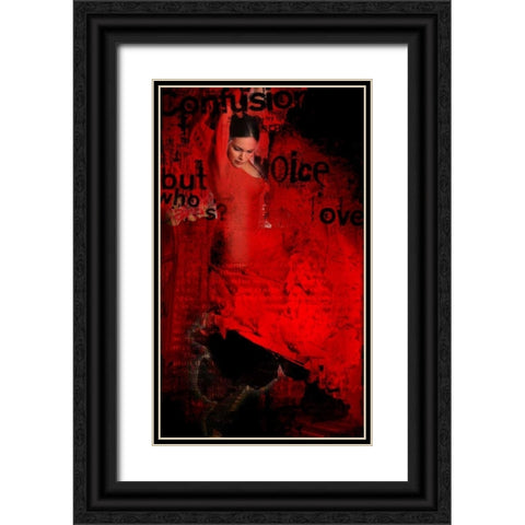 Flamenco Black Ornate Wood Framed Art Print with Double Matting by Baker, Micha
