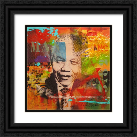 Mandela Black Ornate Wood Framed Art Print with Double Matting by Baker, Micha