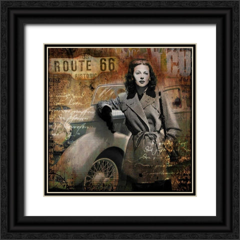Route 66 Black Ornate Wood Framed Art Print with Double Matting by Baker, Micha