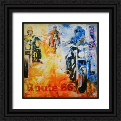 Route 66 Black Ornate Wood Framed Art Print with Double Matting by Luc