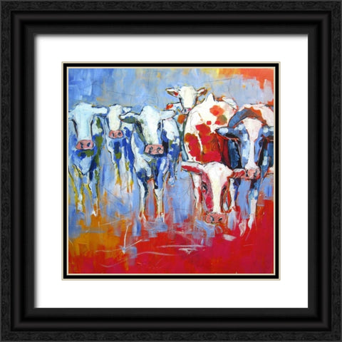 Cows Black Ornate Wood Framed Art Print with Double Matting by Luc