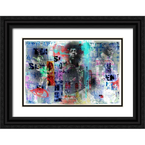 Jimmy Hendrix Black Ornate Wood Framed Art Print with Double Matting by Baker, Micha