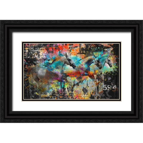 Horses Black Ornate Wood Framed Art Print with Double Matting by Baker, Micha