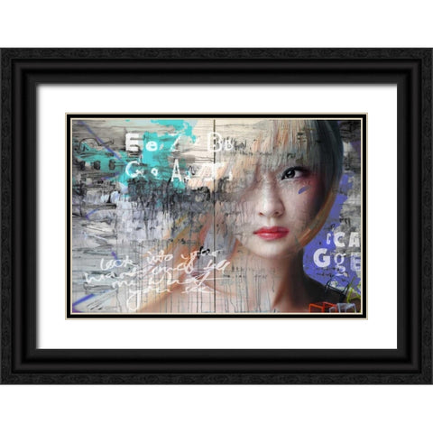 Asia love Black Ornate Wood Framed Art Print with Double Matting by Baker, Micha