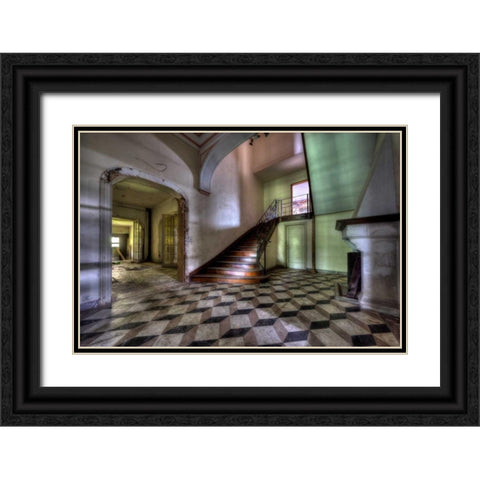 Chateau le chat noir Black Ornate Wood Framed Art Print with Double Matting by Sneeuw, Ivo