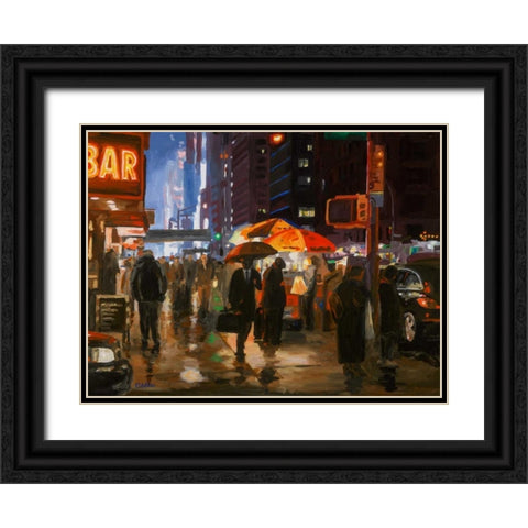 New York 6th avenue Black Ornate Wood Framed Art Print with Double Matting by Hofstra,HJ