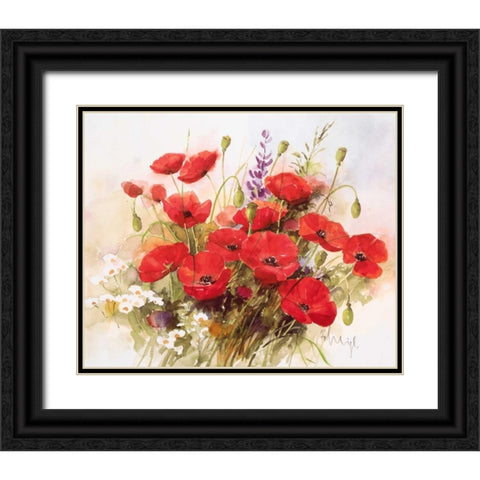 Flower composition III Black Ornate Wood Framed Art Print with Double Matting by Heigl, Franz