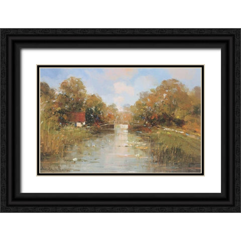 Aan de waterkant II Black Ornate Wood Framed Art Print with Double Matting by de Haan, Rob