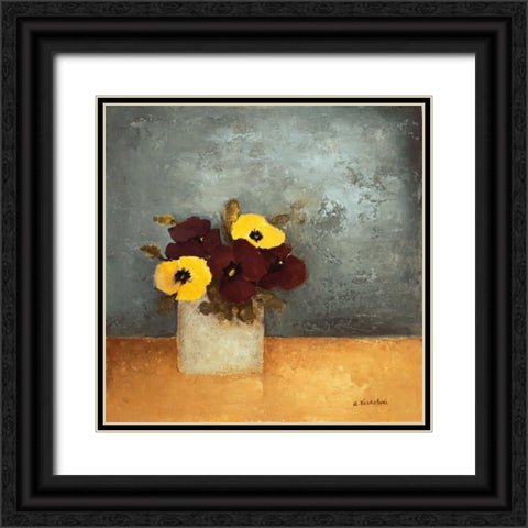 Pansies I Black Ornate Wood Framed Art Print with Double Matting by Vaskebova, Anouska