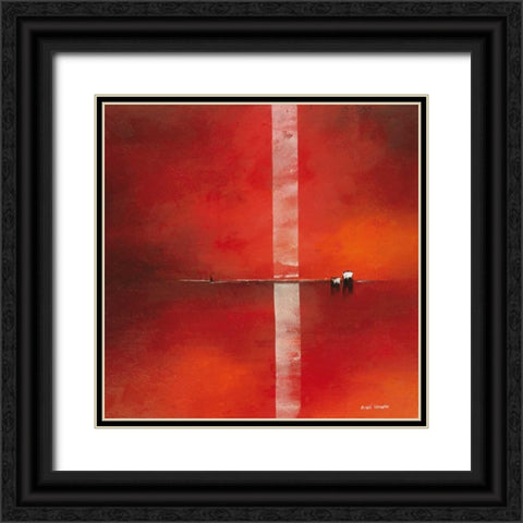 Deep red I Black Ornate Wood Framed Art Print with Double Matting by Schrooten, Andre