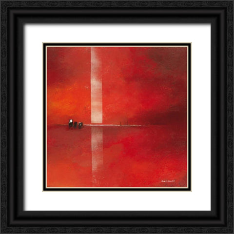 Deep red II Black Ornate Wood Framed Art Print with Double Matting by Schrooten, Andre