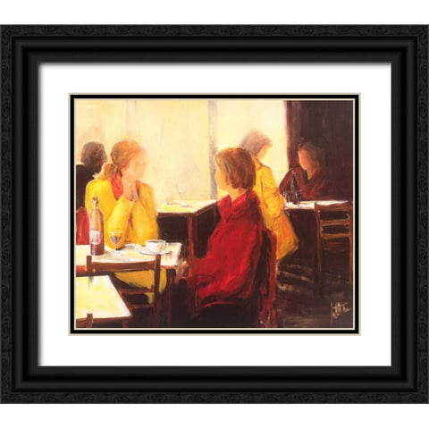 A good conversation I Black Ornate Wood Framed Art Print with Double Matting by Roseboom, Jettie