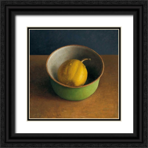 Green bowl I Black Ornate Wood Framed Art Print with Double Matting by van Riswick, Jos