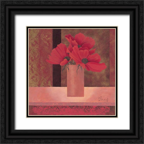 Composition in red I Black Ornate Wood Framed Art Print with Double Matting by Paus, Hans