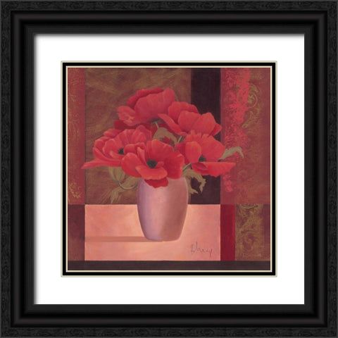 Composition in red II Black Ornate Wood Framed Art Print with Double Matting by Paus, Hans