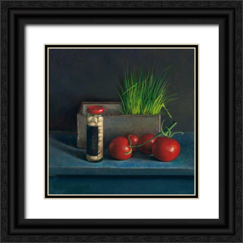 Still Live with Tomato Black Ornate Wood Framed Art Print with Double Matting by van Riswick, Jos