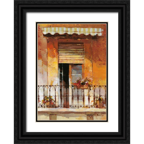 Balcony II Black Ornate Wood Framed Art Print with Double Matting by Haenraets, Willem
