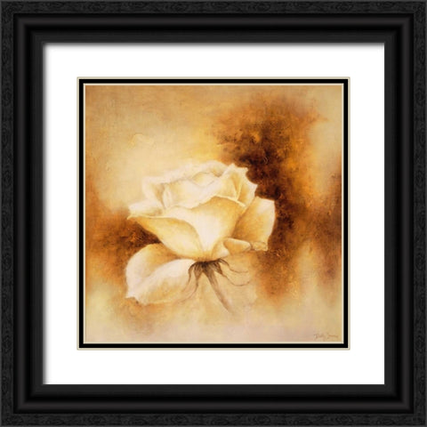 White Rose II Black Ornate Wood Framed Art Print with Double Matting by Jansma, Betty