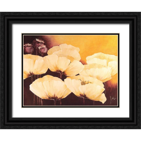 Yellow Poppies I Black Ornate Wood Framed Art Print with Double Matting by Roseboom, Jettie