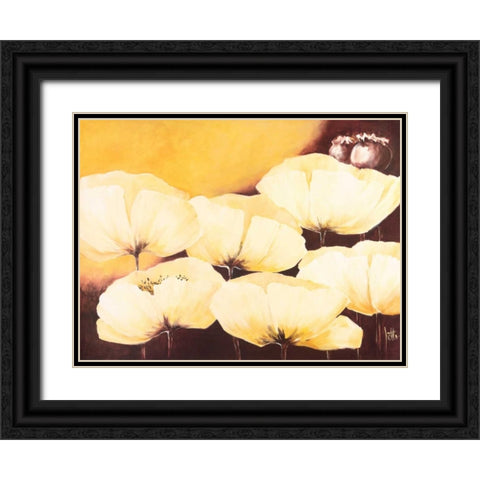 Yellow Poppies II Black Ornate Wood Framed Art Print with Double Matting by Roseboom, Jettie