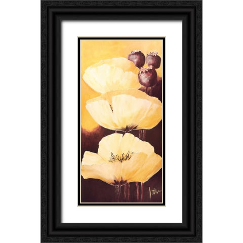 Yellow Poppies IV Black Ornate Wood Framed Art Print with Double Matting by Roseboom, Jettie