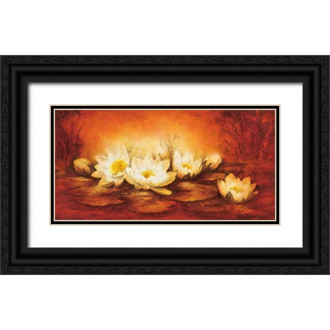 Water Lilies Black Ornate Wood Framed Art Print with Double Matting by Jansma, Betty