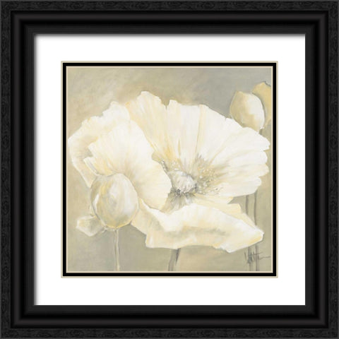 Poppy in white II Black Ornate Wood Framed Art Print with Double Matting by Roseboom, Jettie