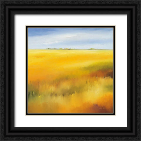 Yellow field II Black Ornate Wood Framed Art Print with Double Matting by Paus, Hans