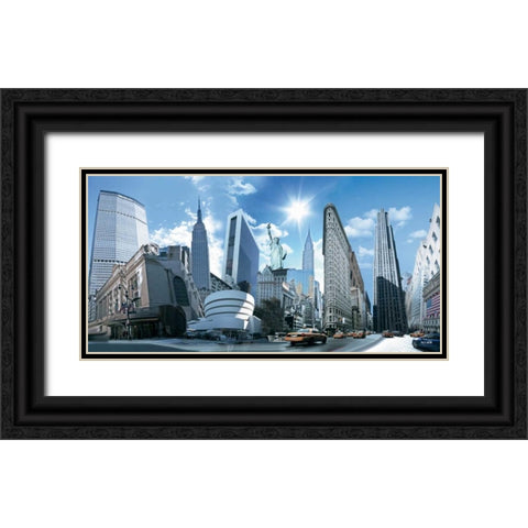 NY Highlights Black Ornate Wood Framed Art Print with Double Matting by Nyss