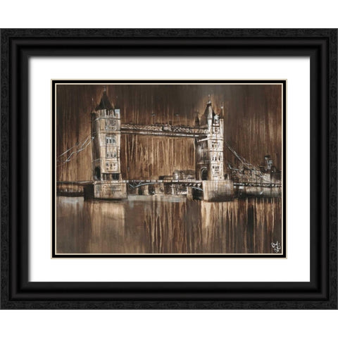 London Tower Bridge Black Ornate Wood Framed Art Print with Double Matting by Volynets, Yuliya
