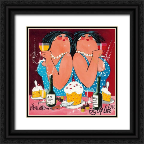 Enjoy Life Black Ornate Wood Framed Art Print with Double Matting by van Leersum, El