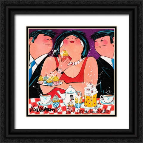 Eat a cupcake Black Ornate Wood Framed Art Print with Double Matting by van Leersum, El