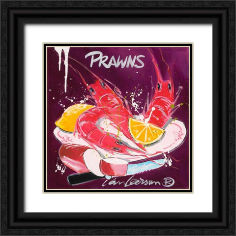 Prawns Black Ornate Wood Framed Art Print with Double Matting by van Leersum, El