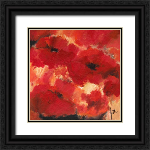 Abstract Flowers I Black Ornate Wood Framed Art Print with Double Matting by Roseboom, Jettie