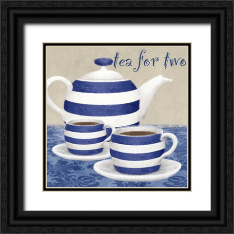 Tea for two Black Ornate Wood Framed Art Print with Double Matting by Linda, Wood