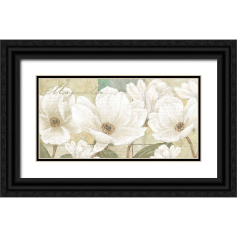 Magnolia Black Ornate Wood Framed Art Print with Double Matting by Linda, Wood